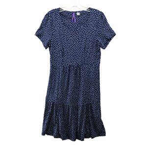 Seraphine Maternity Dress Womens Size 6 Short Sleeve Blue Polka Dot Knee Length